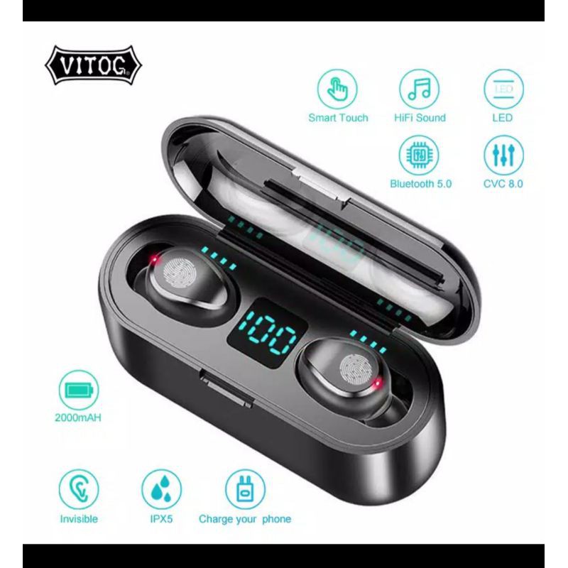 TWS premium F9 pro anti air 8D sterio