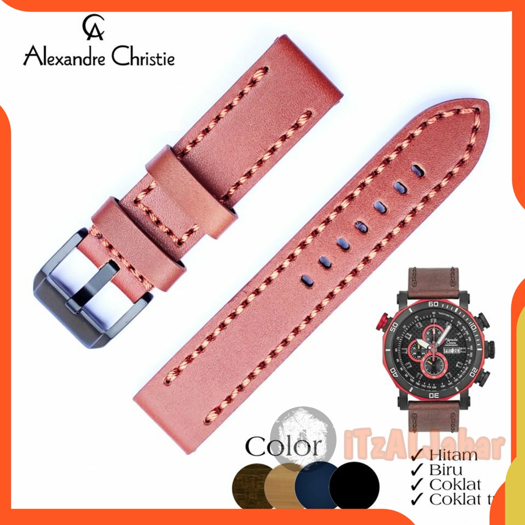 Tali jam tangan Alexandre christie 6308 kulit Asli Leather strap