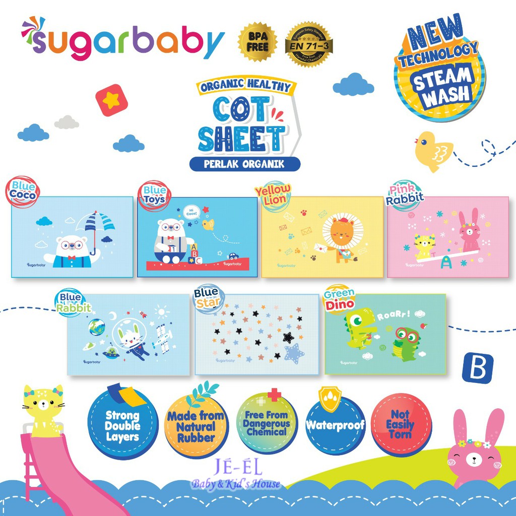 Sugar Baby NEW Organic Healthy Cot Sheet / Perlak Bayi Organik Sugar Baby