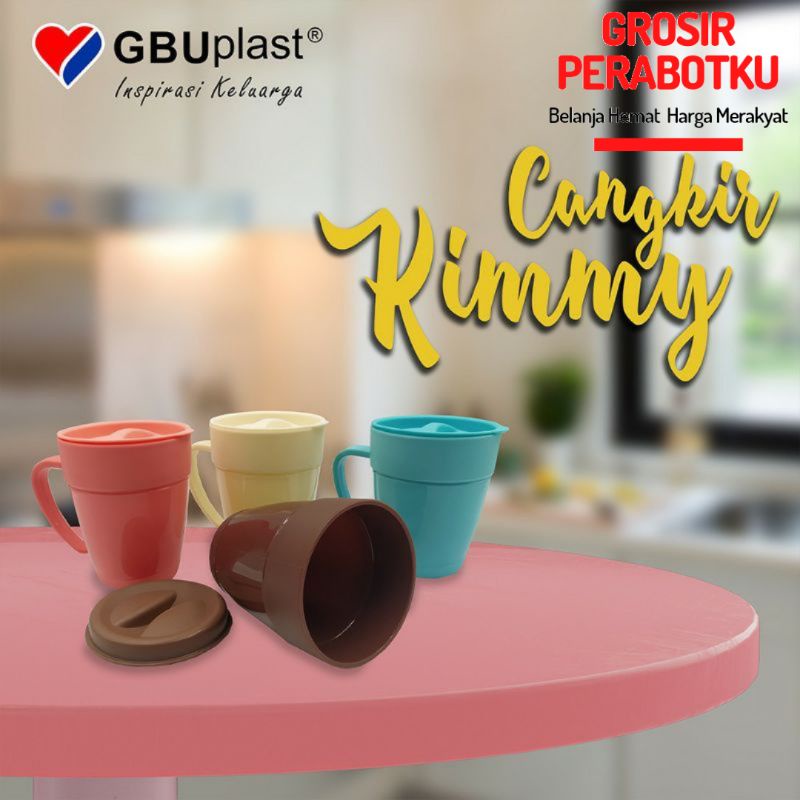 GBU Gelas Tutup Kimmy 350ml Cangkir Mug Tutup BPA Free Food Grade Premium Quality