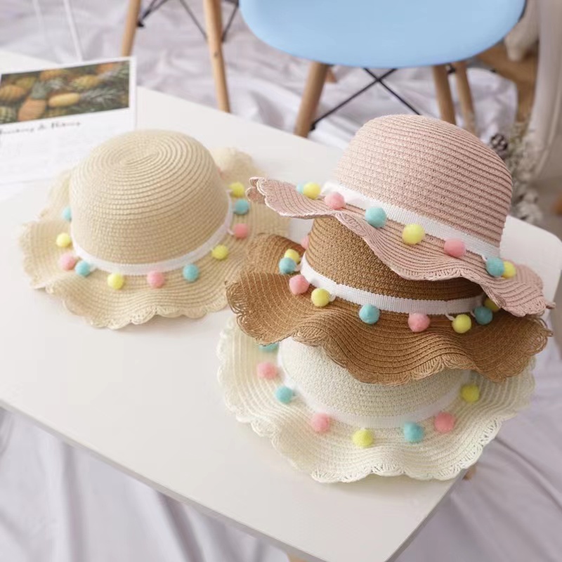 Topi Pantai Anak-Anak Bahan Jerami Musim Panas Korean Fashion Kids