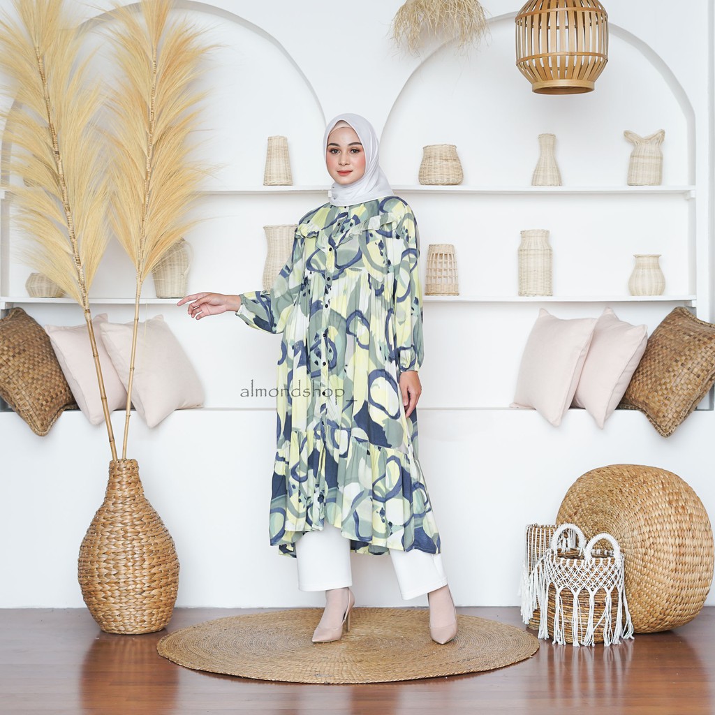 Midi Dress Rayon Motif / Dress Katun Rayon Premium / Luciu Midi Dress