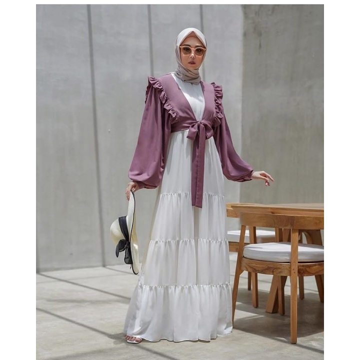 Baju Gamis Dress Wanita Muslimah Remaja Mamah Muda Syari Terbaru Kekinian Kaira Set Termurah 2022