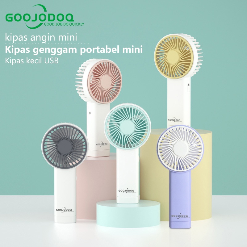 Kipas Angin Mini Genggang Goojodoq CUte Mini Fan Lampu LED warna warni portable