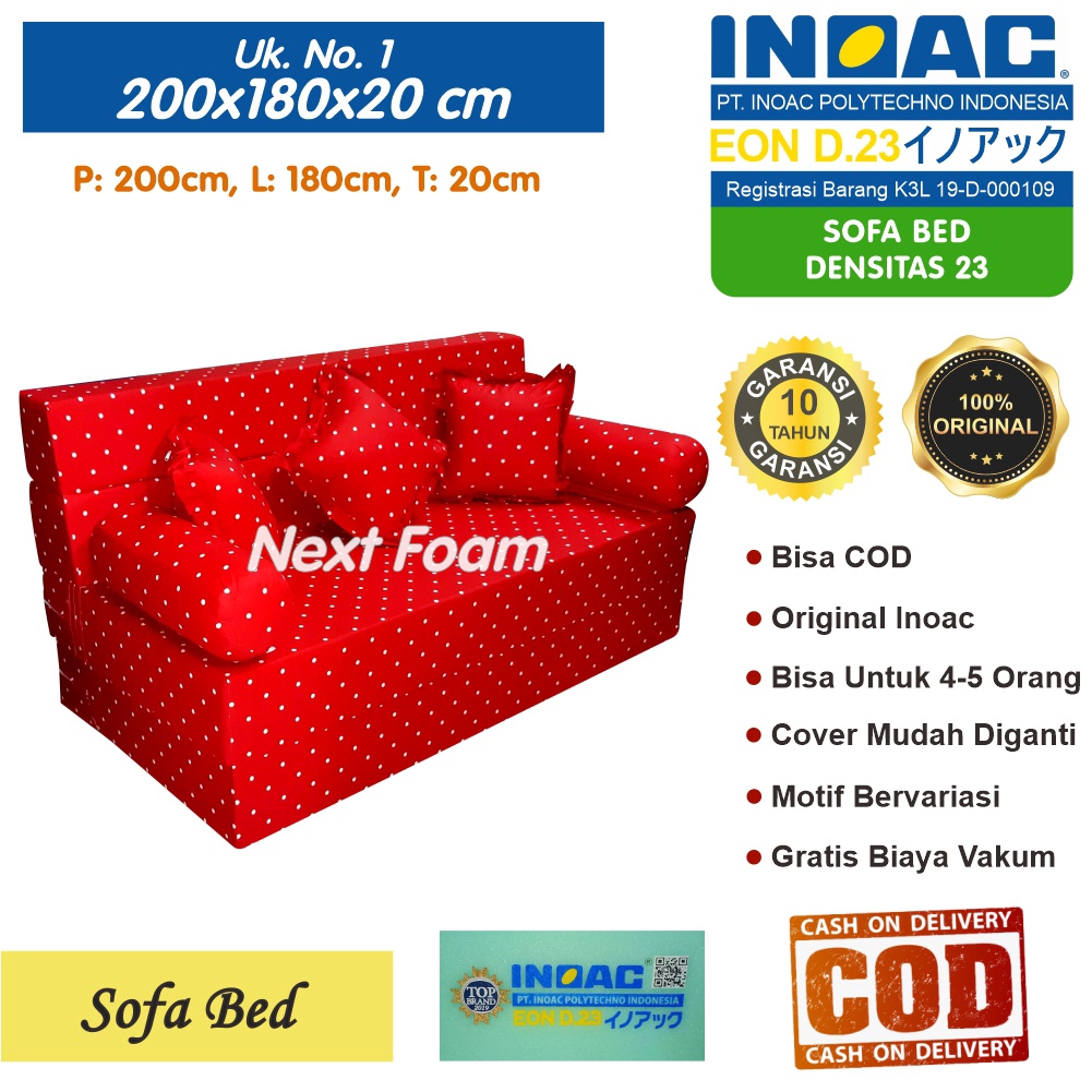 Sofa Bed Inoac Ukuran No 1 200x180x20 Tebal 20 cm EON LG D 23 ORIGINAL INOAC Garansi 10 Tahun