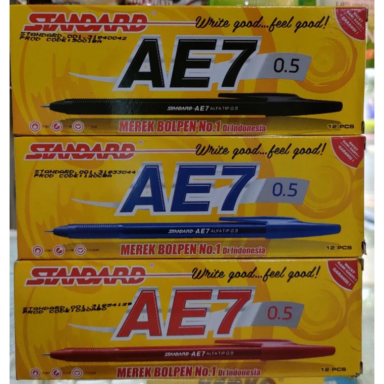 

Pen Standard AE7, 1box isi 12pc, pilihan warna hitam, biru, merah