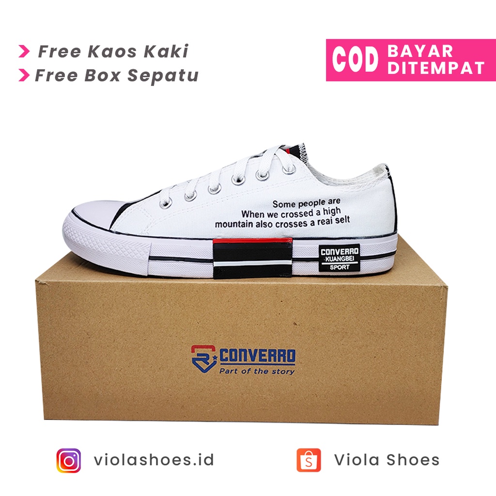 CUCI GUDANG SALE Sepatu Fashion Converro Terbaru Sneakers Casual Impor Termurah Sepatu Canvas Korean Style Unisex Kekinian Sepatu Premium Terlaris Sepatu Wanita Kanvas Sneakers Tali Outsole Tebal Tren Cewe Terkini Elegan Mewah Keren