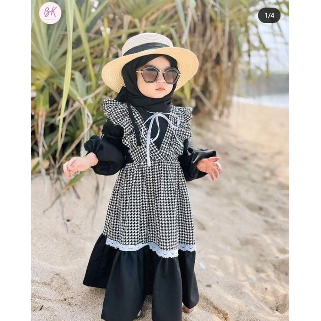 (TERLARIS) GAMIS OOTD ANAK MOTIF KOTAK BERKERAH PITA