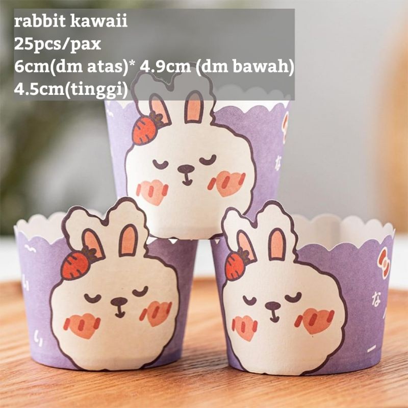 25 pcs MUFFIN CUPCAKE CASE RABBIT KAWAII, FLOWER, BEAR  UNGU CANTIK LUCU