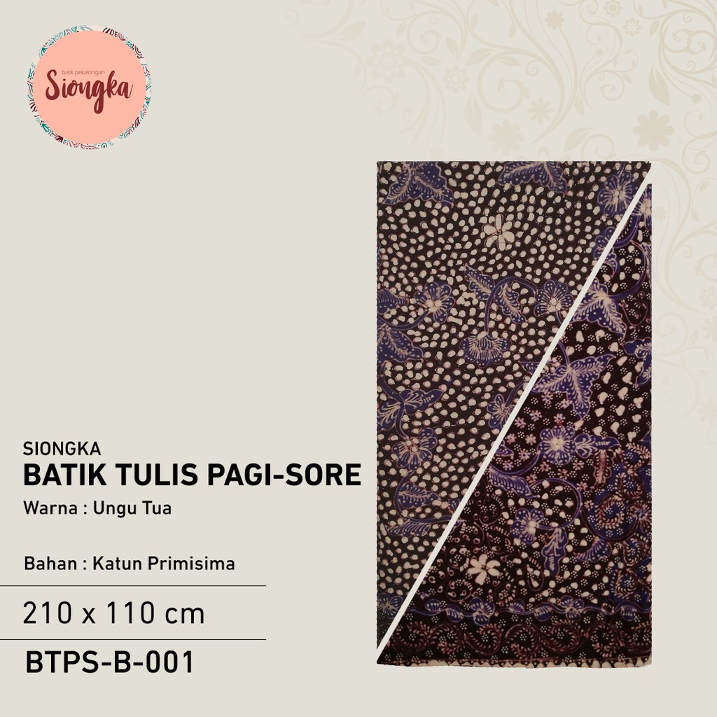 Kain Batik tulis Pagi-Sore Bahan Primisima (Ungu Tua)