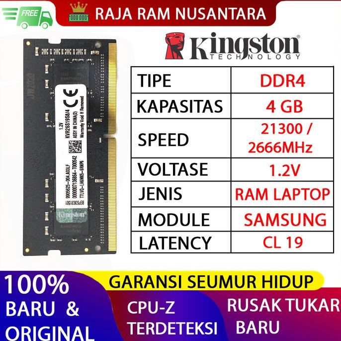 Ram Laptop/ RAM LAPTOP KINGSTON DDR4 4GB 2666 MHz 21300 ORI GAMING RAM NB DDR4 8GB | RAM LAPTOP