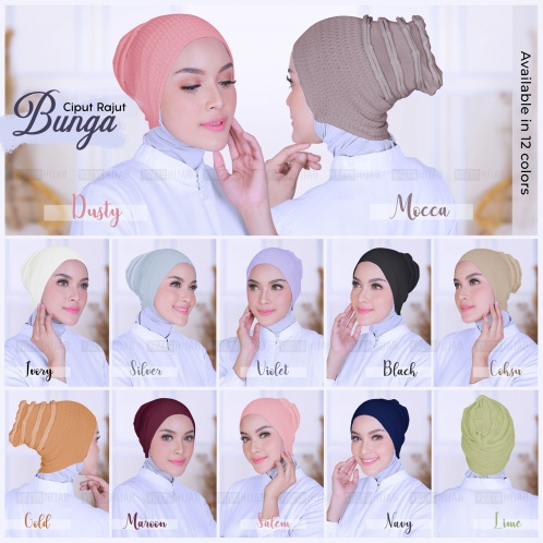 Inner CIPUT RAJUT BUNGA Anti Pusing Anti Budeg Cepol - Dalaman Hijab Jilbab Kerudung Premium