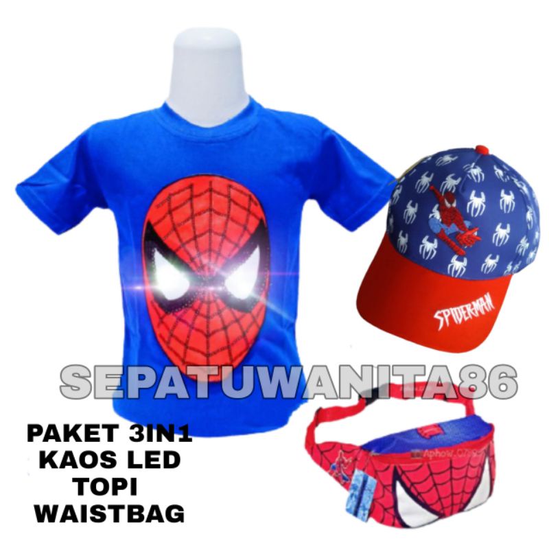 Kaos Spidrmaan Led Kaos usap baju anak laki laki baju super hero