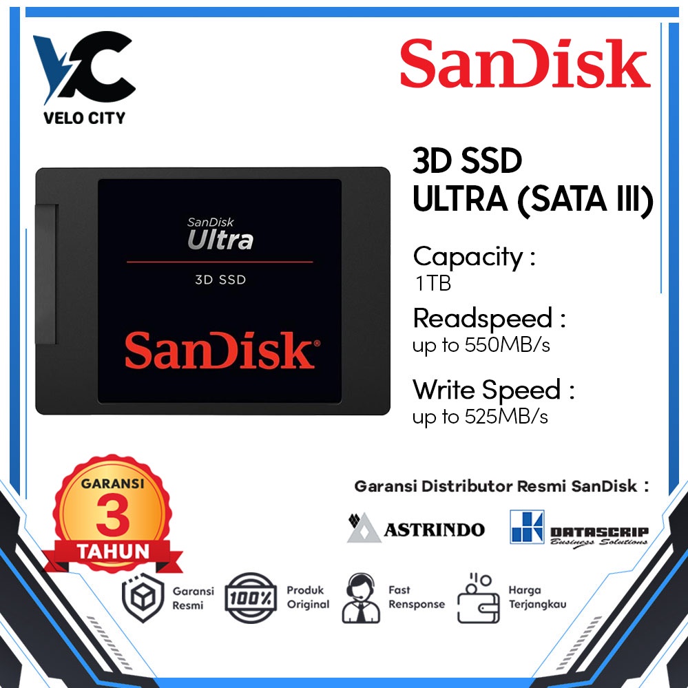 SSD 1TB SanDisk Ultra 3D up to 560Mbps - Garansi Resmi 5 Tahun