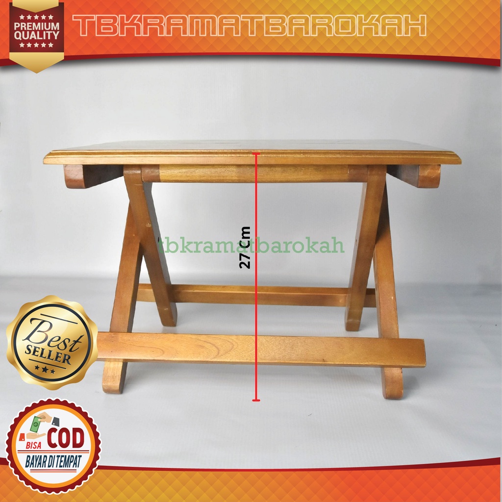 Meja Baca Alquran Lipat Ukir Kayu Mahoni Plitur Ukuran Besar (Panjang 40 cm Lebar 30 cm Tinggi 27 cm