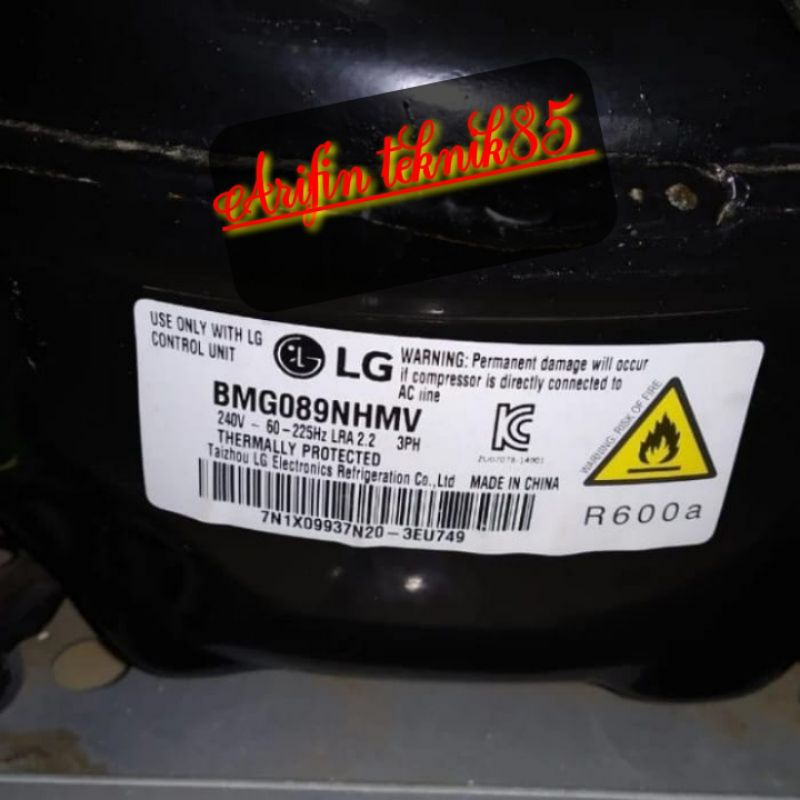 Kompresor kulkas 2 pintu LG inverter 1/4 pk /frizer 6 rak original