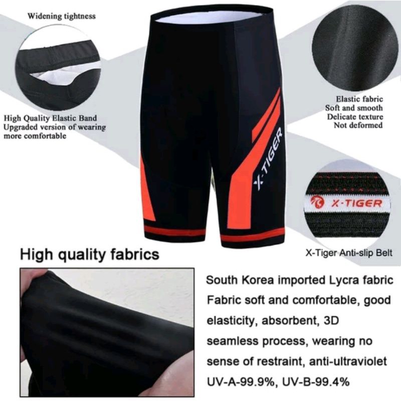 X-tiger celana sepeda cycling short pants dengan 5D breathable pad gel jel