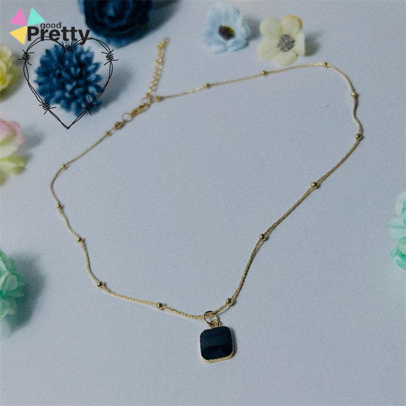 High-end Geometris Persegi Liontin Drop Minyak Kalung Wanita Fashion Kepribadian Desain Niche - PD