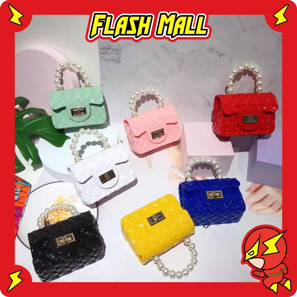 FLASHmall TAS IMPORT JAKARTA JELLY MUTIARA JELLY MINI ANYAM W164