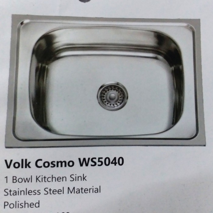 Kitchen Sink VOLK WS5040 Bak Cuci Piring 1 Lubang Dalam Stainless Set