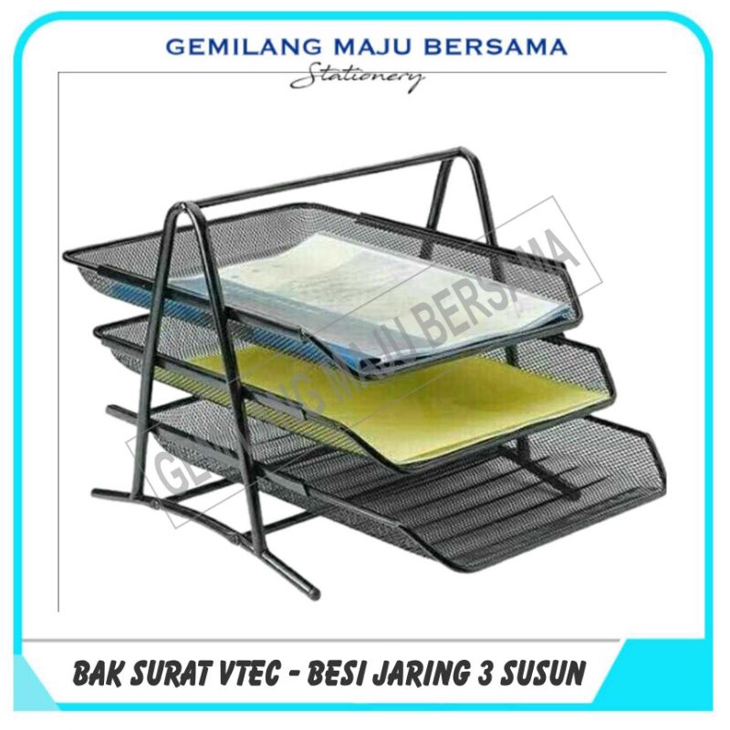

Elevated Tray Bak Surat Besi Jaring 3 Susun