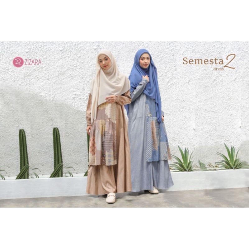 SEMESTA 2 DRESS BY ZIZARA | Gamis Motif Kombinasi | Gamis Batik