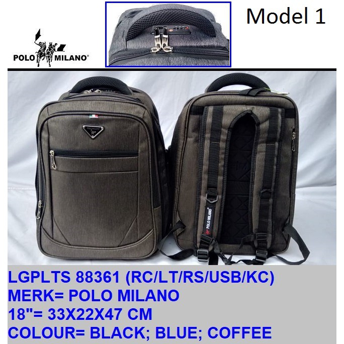 gof TAS RANSEL BESAR POLO MILANO 18&quot; BIG BAG Backpack Super Tas Sekolah Tas Kuliah Tas Ransel Laptop