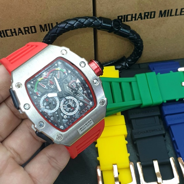 jam tangan pria RICHARD MILL3 RM50 RUBBER FREE TALI DAN GELANG
