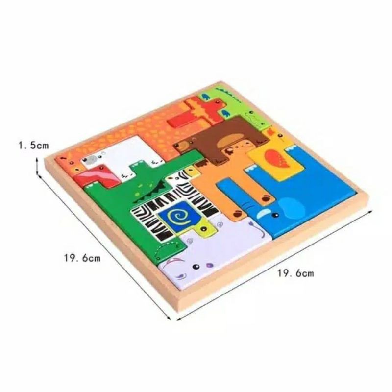 Mainan Tetris Kayu Wooden Puzzle Animals