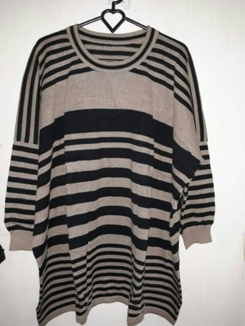 SALE Sweater Rajut Jumbo Motif Salur Pakaian Wanita Import