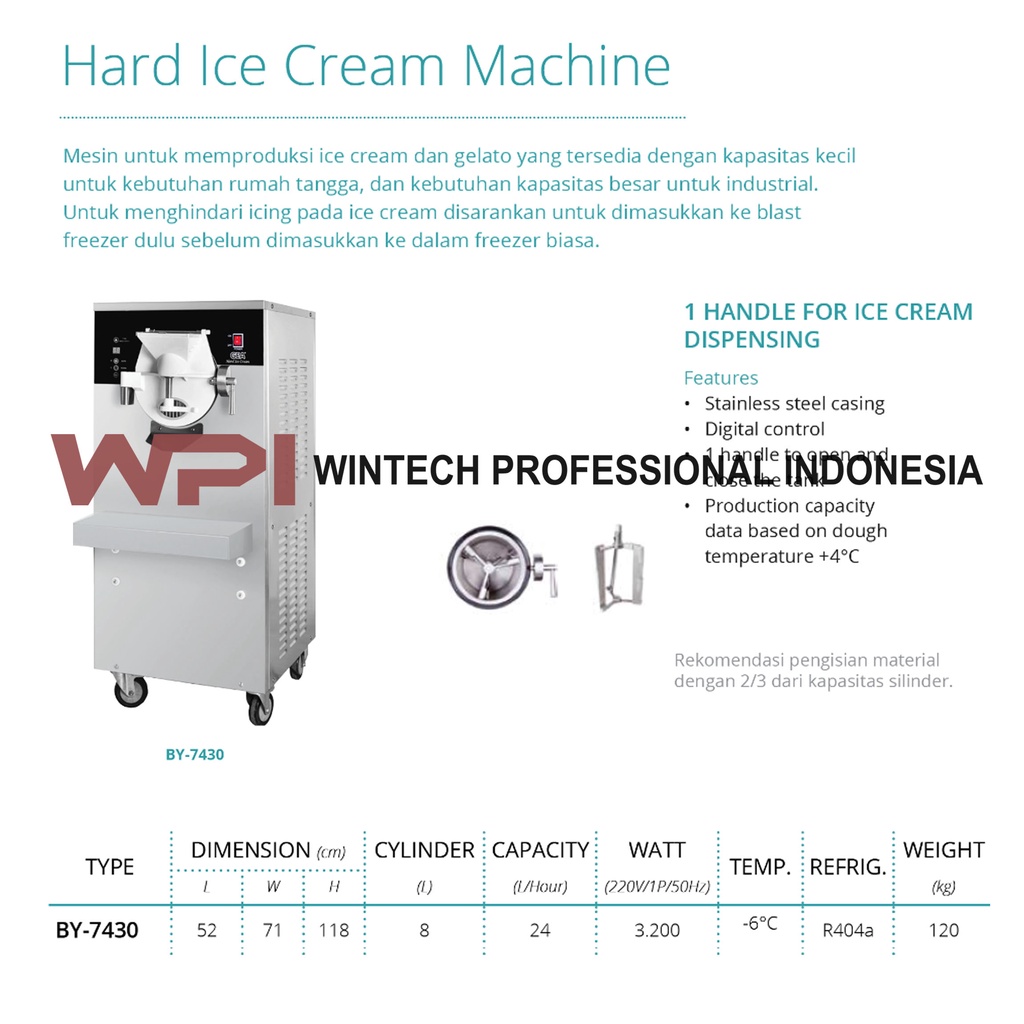 By-7430 Hard Ice Cream Machine / Mesin Pembuat Hard Ice Cream Machine