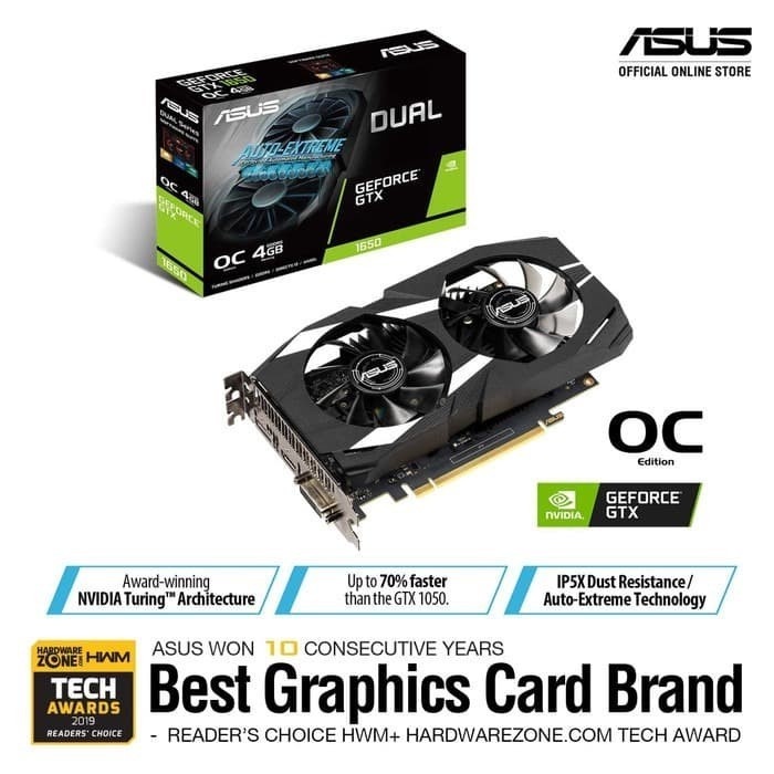 ASUS DUAL GTX 1650 4G OC GDDR6 1650 4GB 128BIT VGA CARD NVIDIA