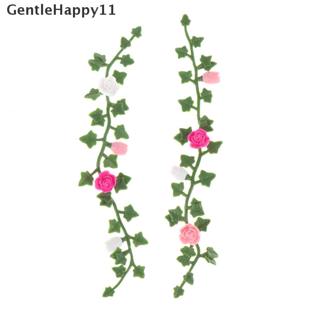 Gentlehappy 2Pcs 1: 12rumah Boneka Miniatur Bunga Mawar Vine Climbing Rose Wattle Dekorasi Rumah