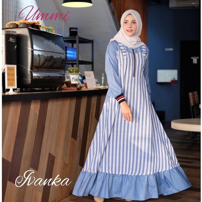 Baju Muslim wanita - Baju Gamis - IVANKA DRESS - Biru Muda