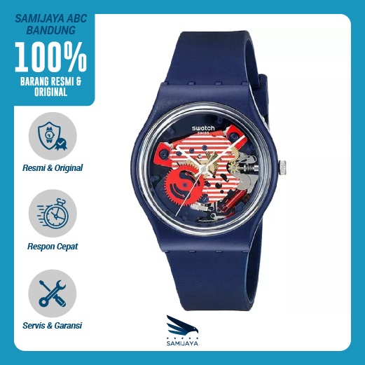 Jam Tangan Pria Swatch GN239 Biru Silicone Original Resmi