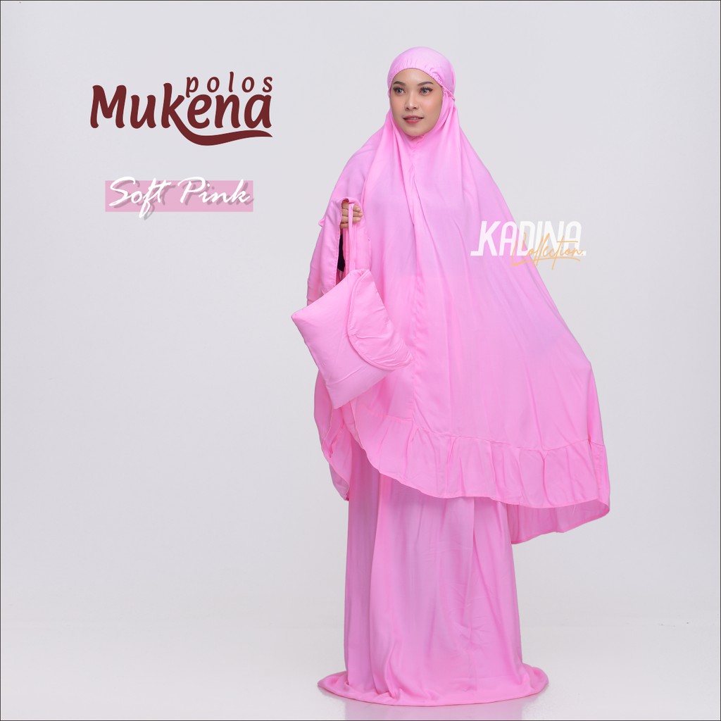 Mukena Bali Jumbo Polos Pakai Rempel Warna  Soft  Pink  atau 