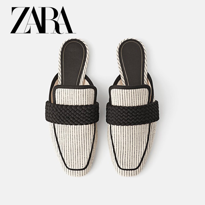 SEPATU BRANDED ORIGINAL 100% ZARA Mixed Mules With Stripe CEWEK WANITA IMPOR JAKARTA