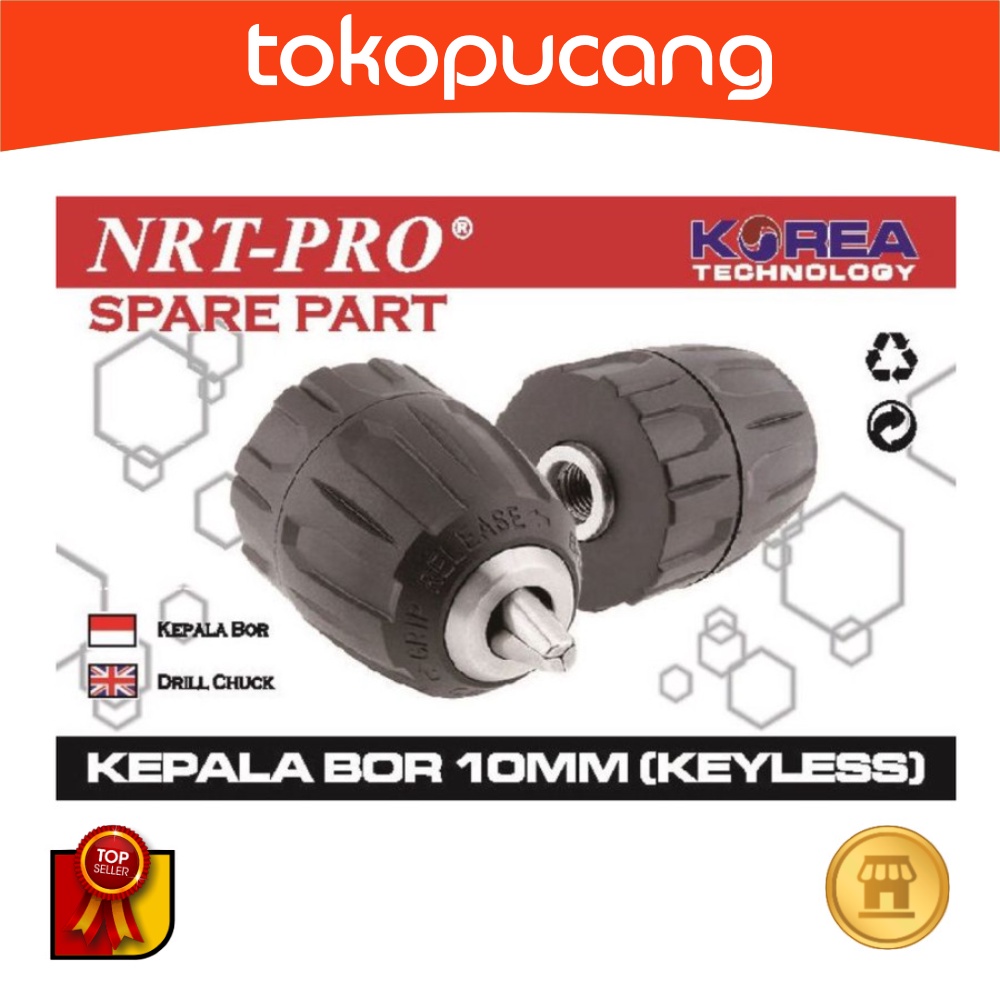 NRT-PRO Kepala Bor 10mm 3/8" Keyless Drill Chuck Cordless Tanpa Kunci