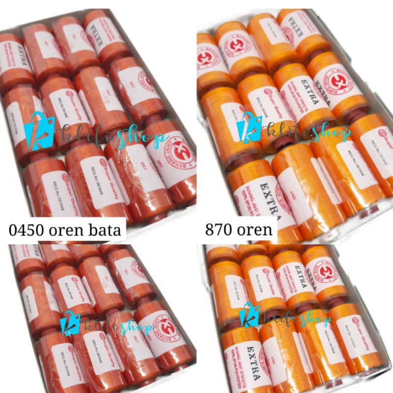 Benang EXTRA warna ORANGE kode 870/ benang jahit warna oren/ Perlengkapan jahit