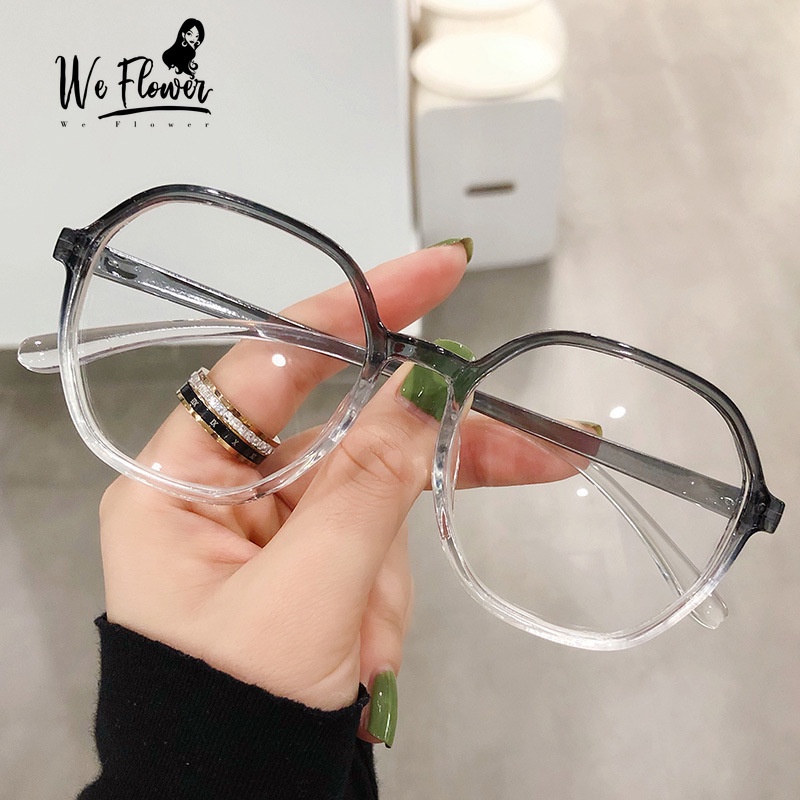 We Flower Vintage Blue Light Blocking Lens Square Frame Kacamata Untuk Wanita Pria Chic Anti Radiasi Kacamata Korea Trendy Kacamata OOTD Hiasan