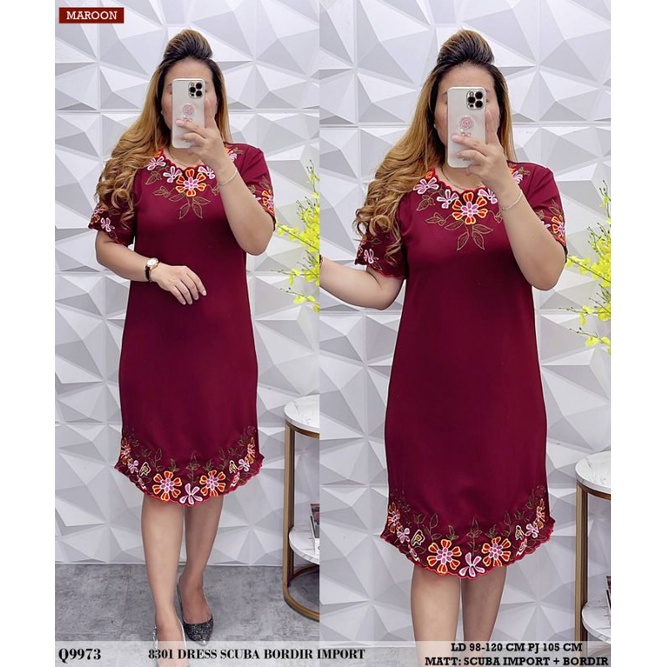 05233 MIDI DRESS SCUBA BORDIR PREMIUM VB