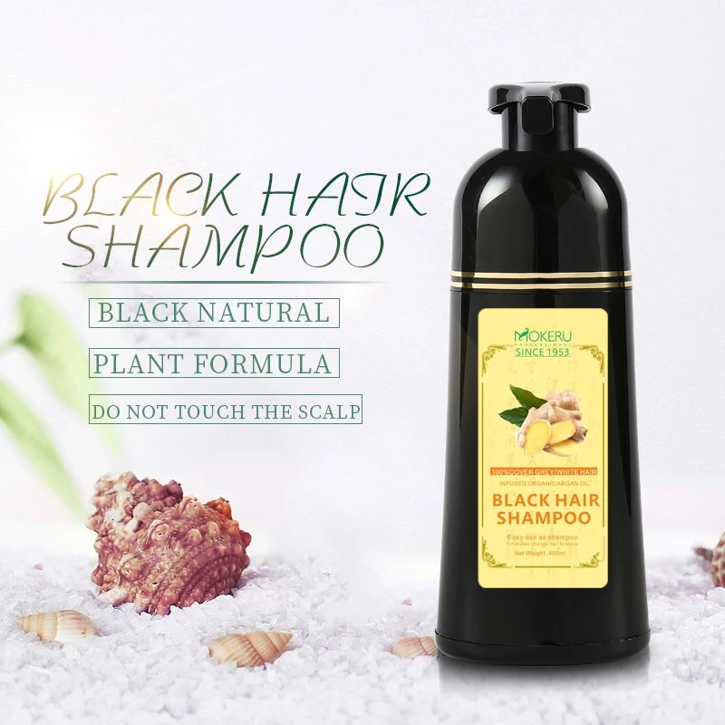 Mokeru Shampoo Semir Herbal Warna Hitam Pwwarna Rambut Ginger Original 500ml