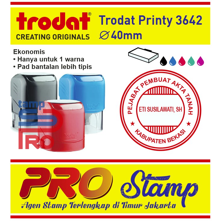 

Stempel Warna Otomatis Custom Design Logo & Nama - Trodat Printy 3642