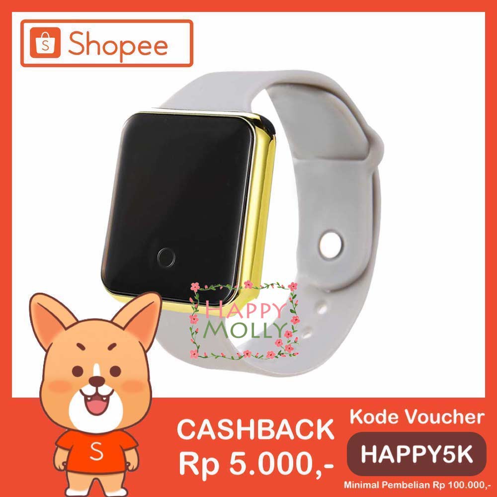 Touch Screen★LED Watch [ Grey Gold ] Jam Tangan Digital Pria &amp; Wanita - Strap Rubber