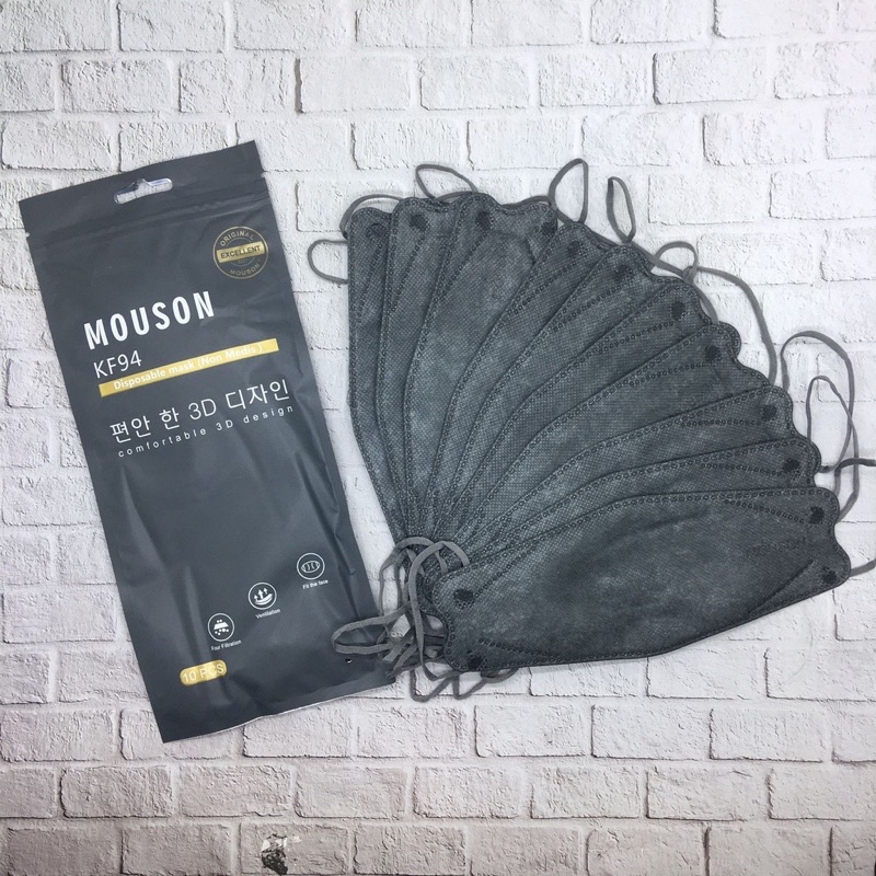 ENZ ® MASKER KF94 KF 94 MOUSON MODEL KOREA PREMIUM 4PLY 4 PLY HITAM PUTIH ABU 1 PACK ISI 10 PCS UKURAN DEWASA 1010