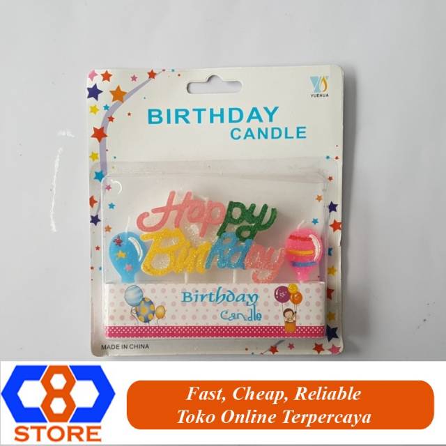 LILIN ULTAH LILIN ULANG TAHUN HAPPY BIRTHDAY GLITTER PELANGI