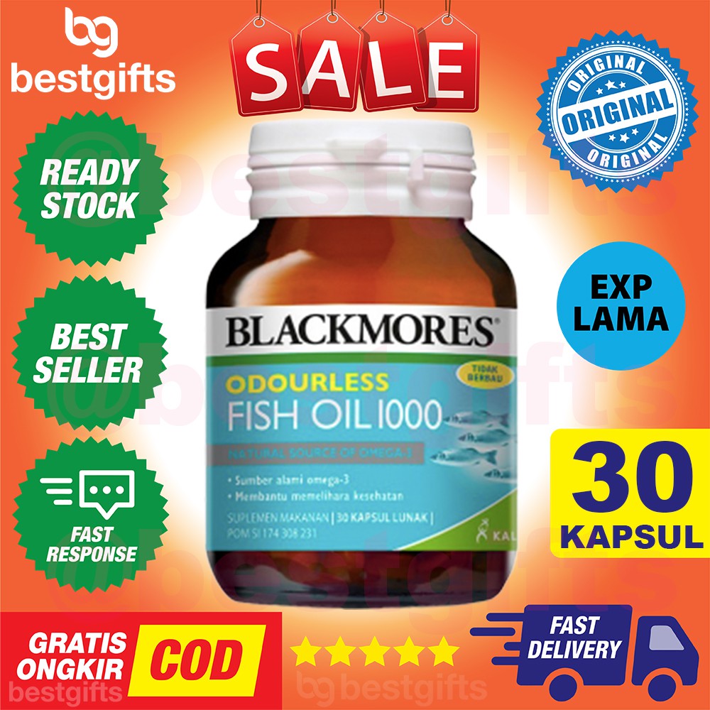 BLACKMORES ODOURLESS FISH SALMON OIL OMEGA 3 1000MG 1000 MG KALBE - 30 KAPSUL