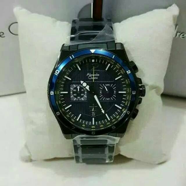 Jam Tangan Cowok Import Murah Alexandre Christir AC 6441 ORIGINAL Jam Black Blue Ori Asli Import