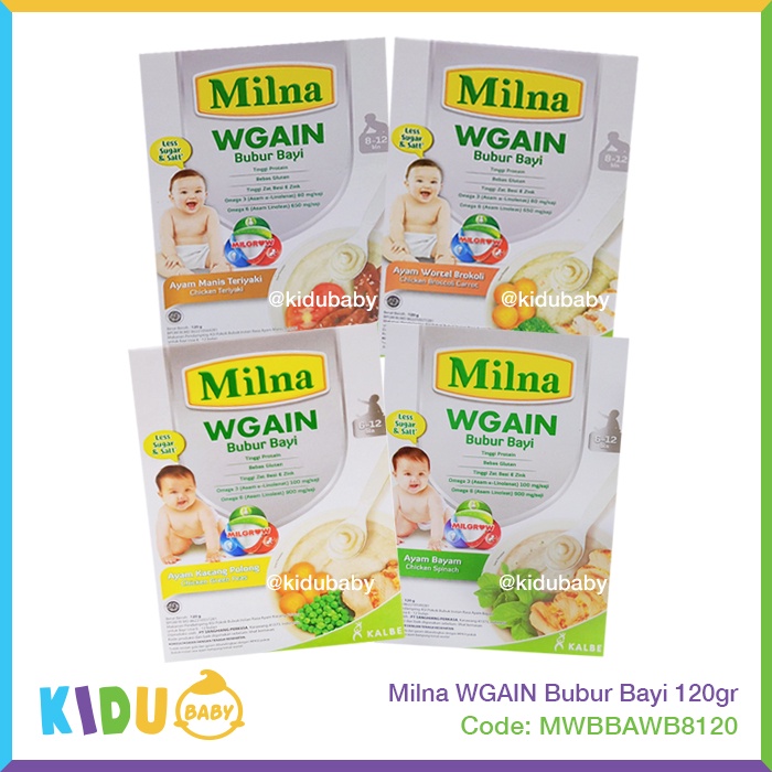 Milna WGAIN Bubur Bayi 120gr Makanan MPASI si Kecil Makanan Bayi Bubur Anak  Kidu Baby