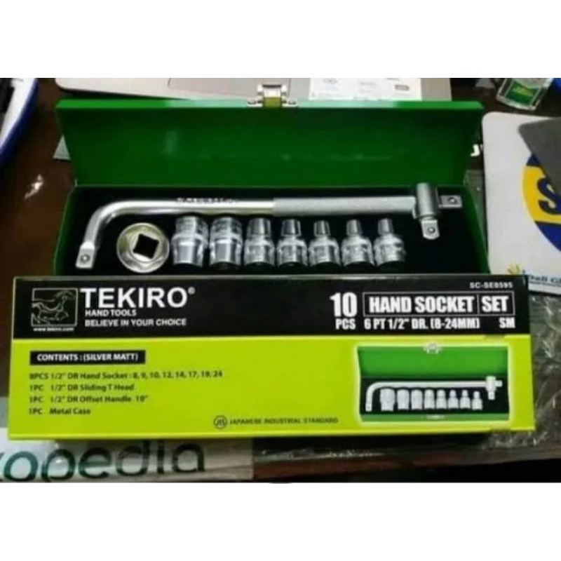 Tekiro Shock Set / Kunci Shock Set 10 Pcs 1/2" ( 8 - 24 mm ) 6 Pt / 12 PT Box Besi